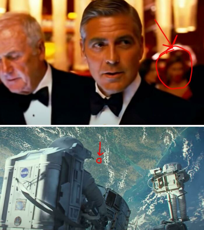 The Same Woman Who Appears As A Background Extra In This George Clooney Scene In Ocean's Thirteen (2007) Also Appears In The Background Of A George Clooney Scene In Gravity (2013)