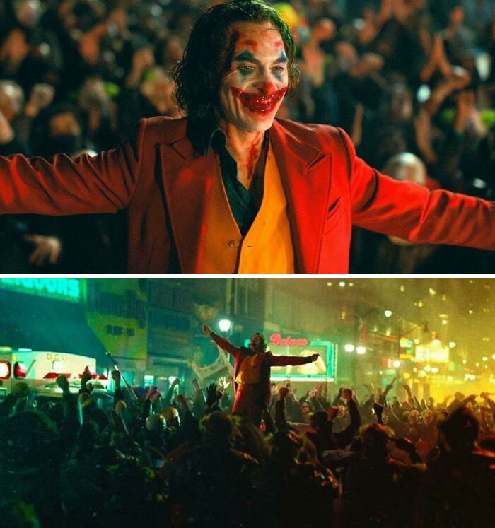 In Joker (2019) We See Joker Wearing Red And Lifting His Arms To Take Flight. But He Couldn't Fly Because, Despite The Actor's Name, He Is Not A Real Phoenix