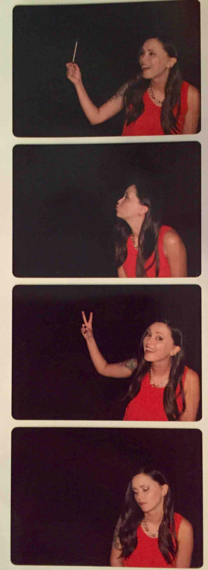 Sister Went To A Wedding Reception, Sent Me This Photo Booth Strip With The Caption "Forever Alone"