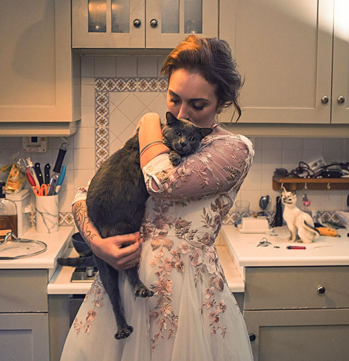 Lockdown Wedding. We Had Our Photoshoot At Our Apartment With Our Cats