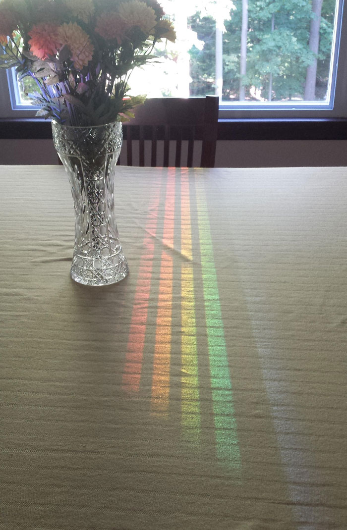 This Spectrum Reflected Off The Dining Room Window Through A Chair Back