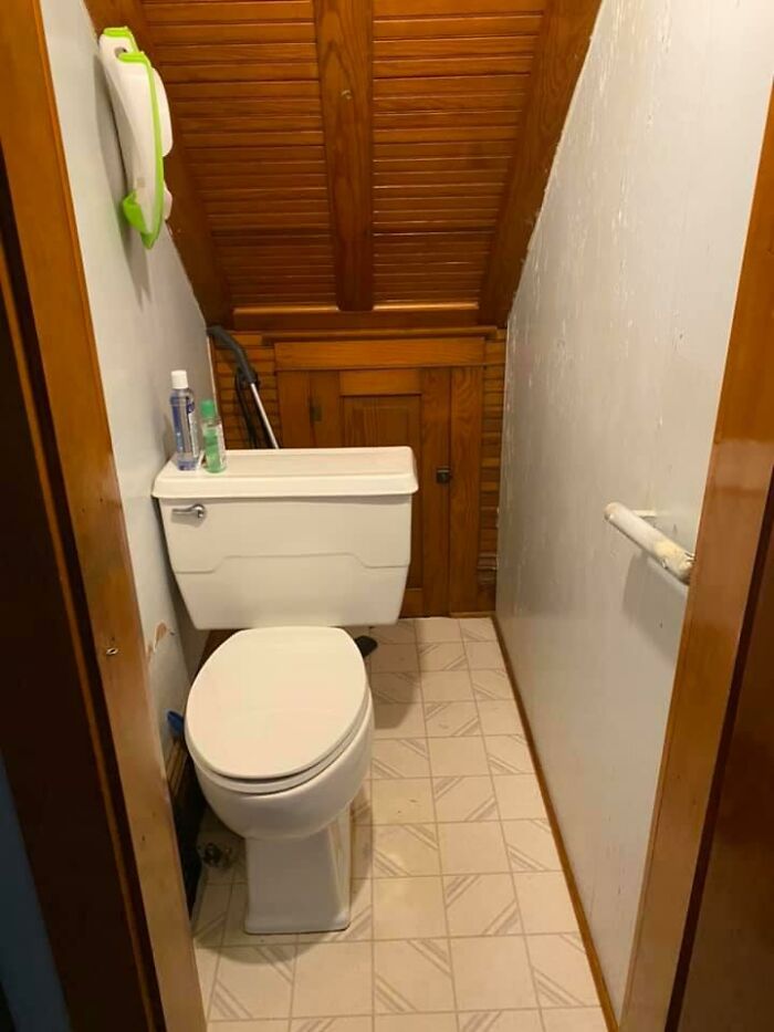 Renting A New House, The Downstairs Bathroom Is Horrible. "Walk-In" Closet Behind The Toilet. How Do I Even Make This "Cute"