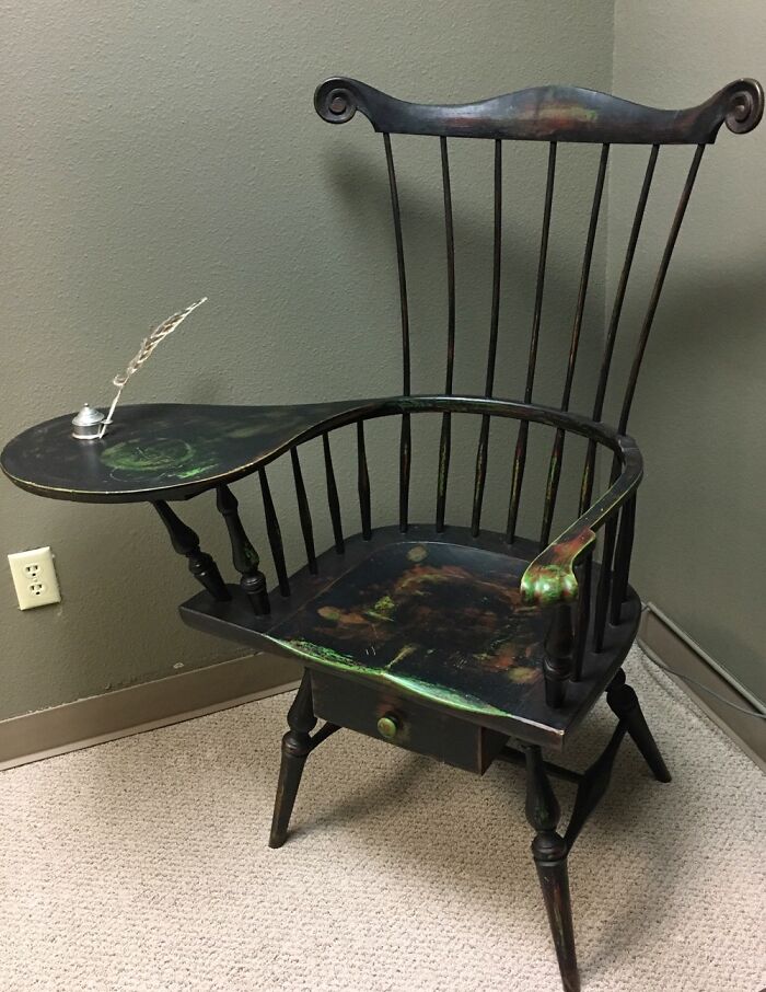 Anywhere I Can Sit In My Handmade Windsor Writing Arm Chair