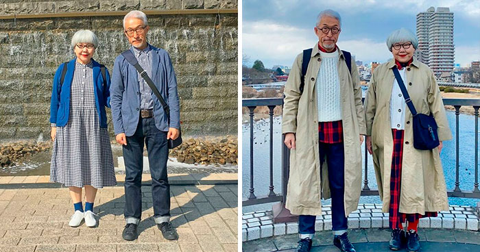 The Perfect Match: Japanese Couple Married For 41 Years Wear Matching Outfits Every Day (30 New Pics)