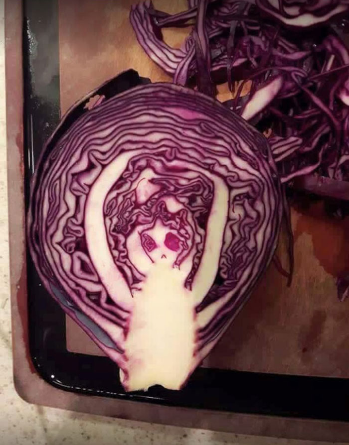Scary Figure Inside This Cabbage