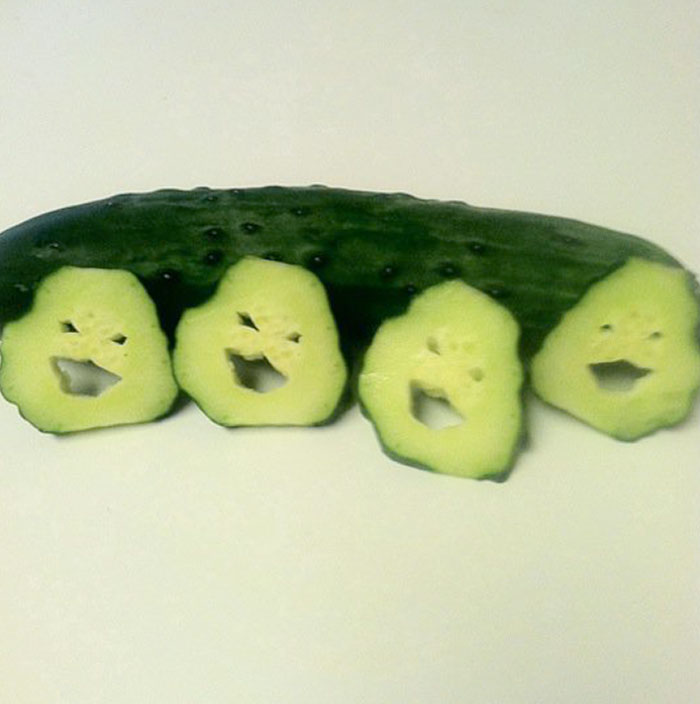 My Homegrown Cucumber Slices Into Happy Faces