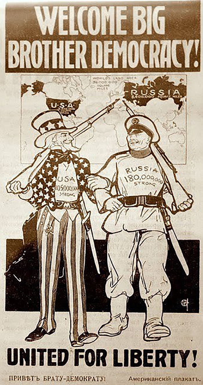 Us Pro-Russian Poster After February Revolution 1917.