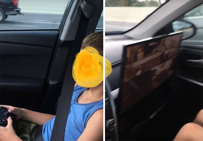 Este padre del año les ha puesto a sus hijos una ps4 en el coche y el monitor está frente al airbag