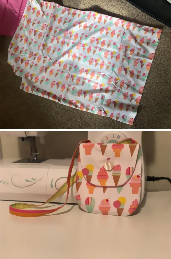 Got This Pillowcase At A Local Thrift Store For 50 Cents! Flipped It Into A Cute Purse!