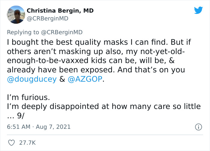 Arizona Doctor Says She Managed To Keep Her Child Safe For 18 Months But The Mask Mandate Ban Exposed Them To Covid In Just 3 Days