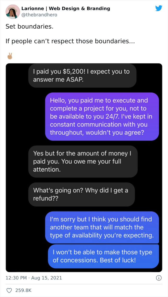 Entitled Customer Thinks They Deserve Special Treatment, Web Designer Gives Them A Refund And Fires Them As A Client Instead