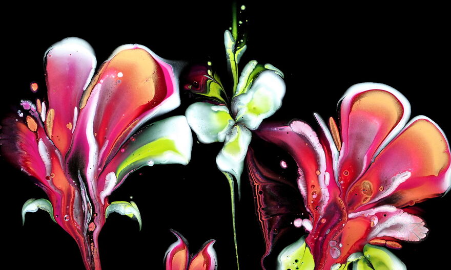 Acrylic Pouring For Beginners ~ Balloon / Glove Kiss ~ Fluid Art Painting ~ Simple Flower