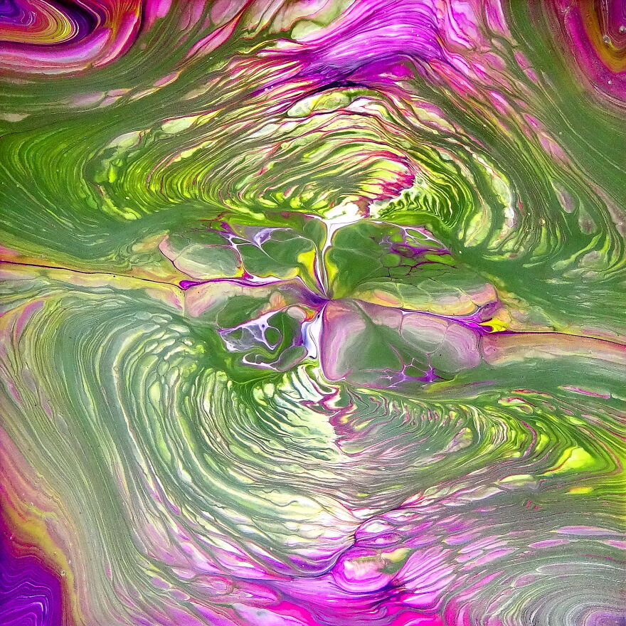 Acrylic Straight Pouring Over Cup Bottom ~ Leftover Paints ~ Fluid Painting ~ Satisfying