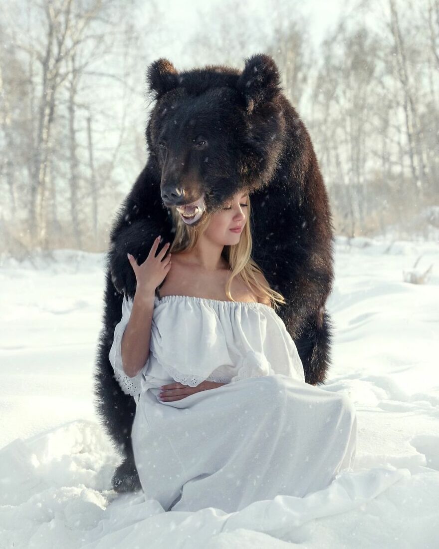 Russian Woman Rescued A Bear From A Closed-Down Zoo, And They're Best Buddies Now