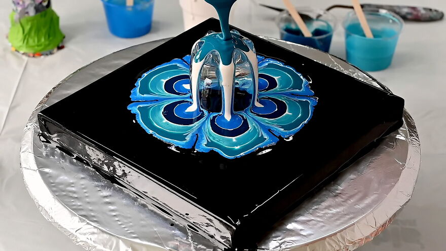 Tlp Pigments And Reverse Flower Dip~ Pouring Over Glass Bottom Tlp Pigments And Reverse Flower Dip~ Pouring Over Glass Bottom