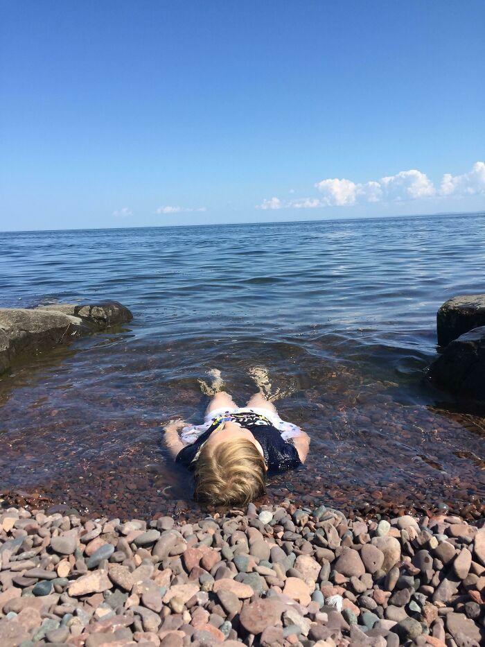My Daughter Trying To Beat The Heat On The Shores Of Lake Superior