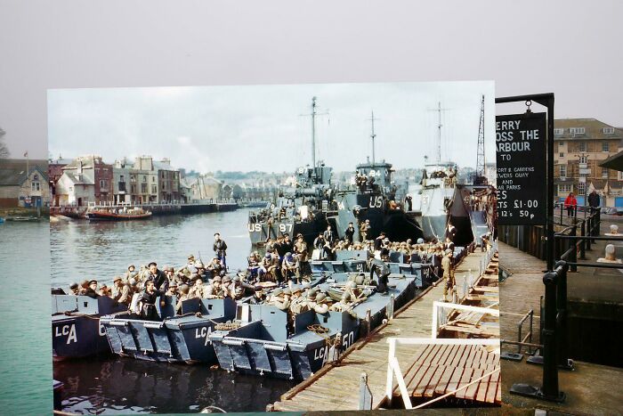 Soldiers At A Port In England Waiting To Leave For Normandy On D Day