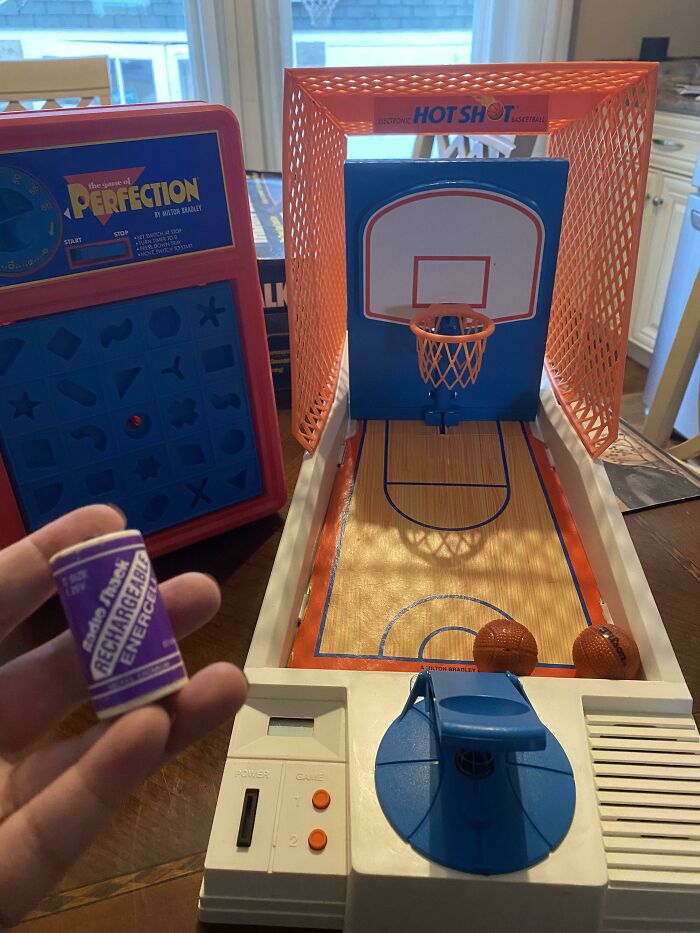 Hot Shots Basketball, Perfection, And A Radio Shack Rechargeable Enercell. Found While Cleaning Out The Basement