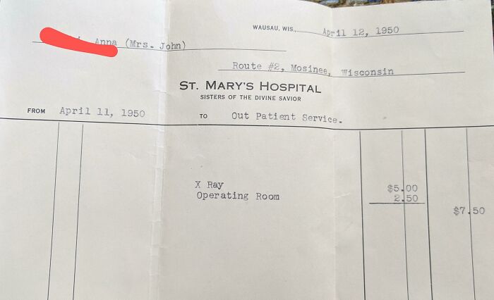 La factura médica de mi bisabuela de 1950