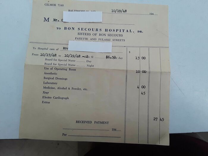 En 1948, una estancia de 2 días en el hospital costaba menos de 30 dólares