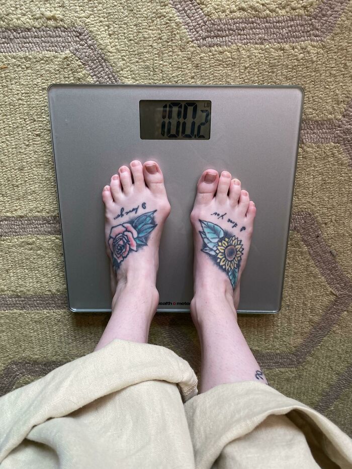 After Years Of Battling Anorexia And Reaching My Lowest Weight Of 80lbs. I’ve Finally Reached Triple Digits Again