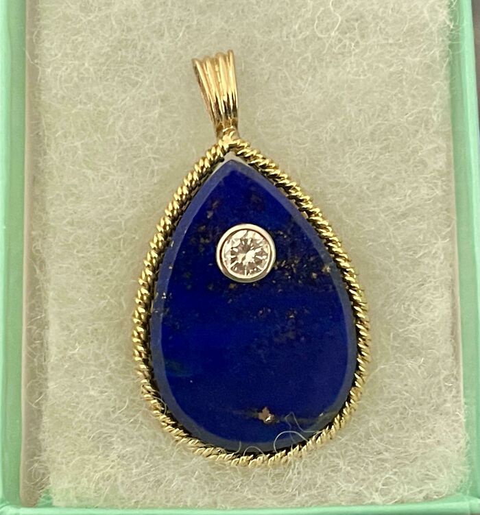 I Followed My Gut On This Stunning, Unmarked Lapis Pendant. Jeweler Confirmed 18k Gold And Diamond. I Paid $20
