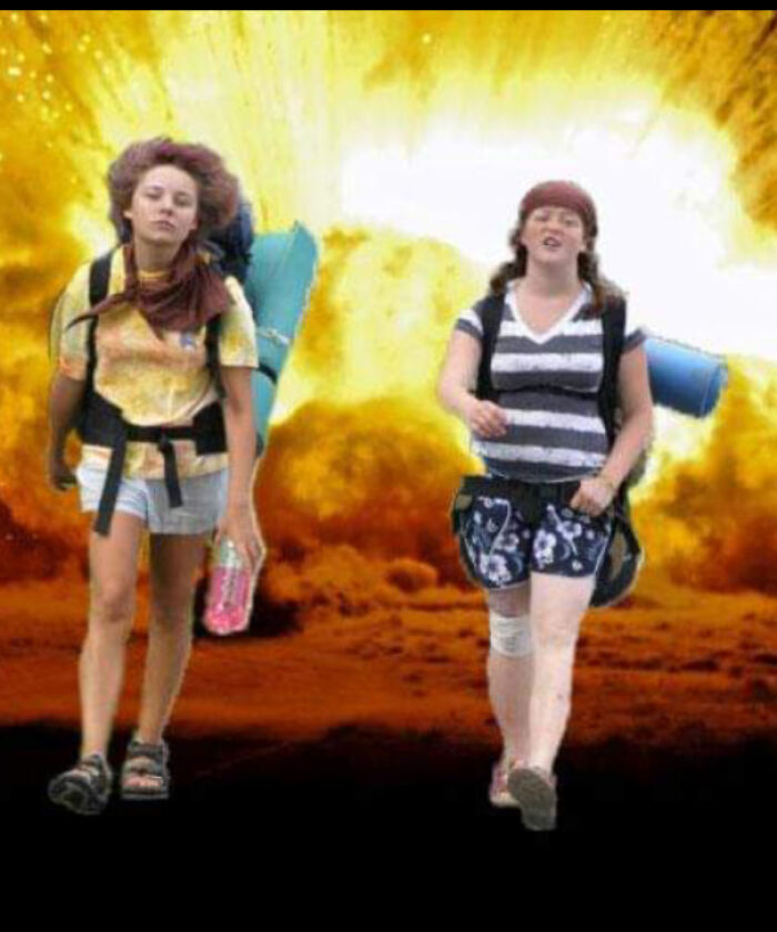 Me (Left) And My Friend, Just A Couple Of 13 Year Olds Being Cool Guys, Not Looking At Explosions. Please Do Notice The Horrible Editting I Did Back Then