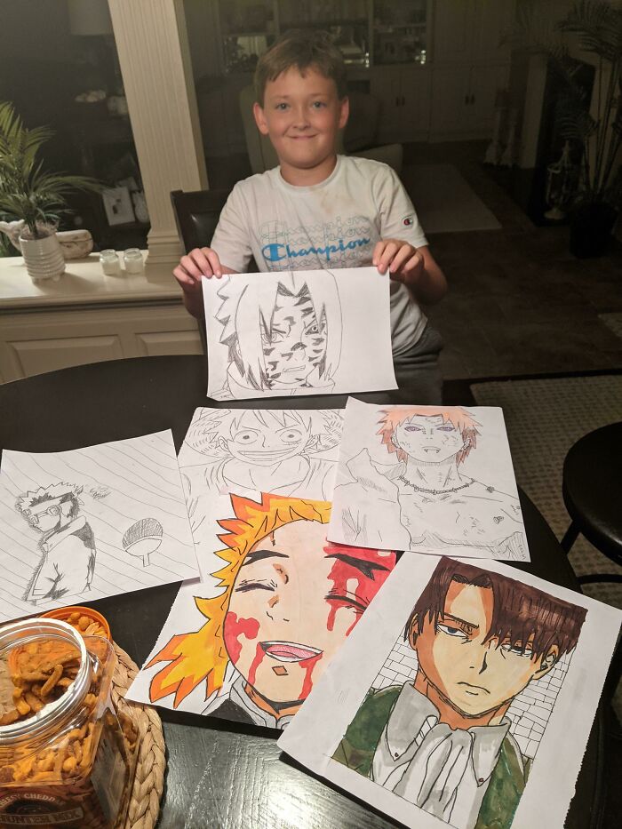 I Wanted To Share My Super Talented 11-Year-Old Brother's Art. Super Proud Of Him And Love His Taste