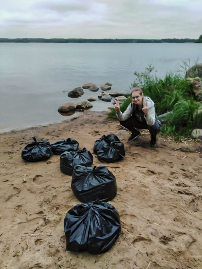 This Week My Friends Cleaned The Local Beach From Garbage. I Am Very Proud Of Them. Hi From Russia