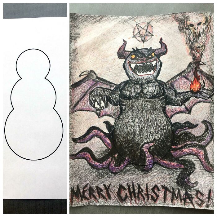 En mi trabajo dijeron que fuera creativo en el concurso de colorear el muñeco de nieve
