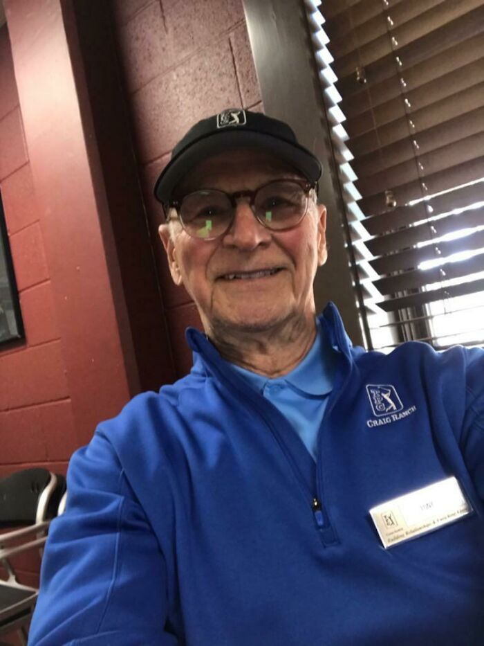 My 75-Year-Old Dad Just Got His Dream Job Working Tpc Craig Ranch Golf Course As An Attendant. He Was So Proud Of His Uniform And The Fact He Gets A Hot Lunch