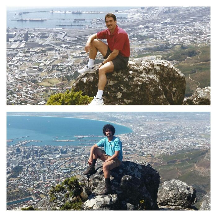 My Father And I At The Same Spot On Table Mountain... 30 Years Apart