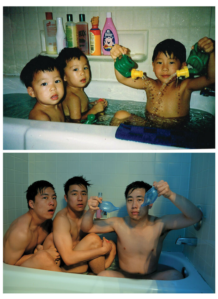 Brothers In A Bathtub. 20 Years Apart.