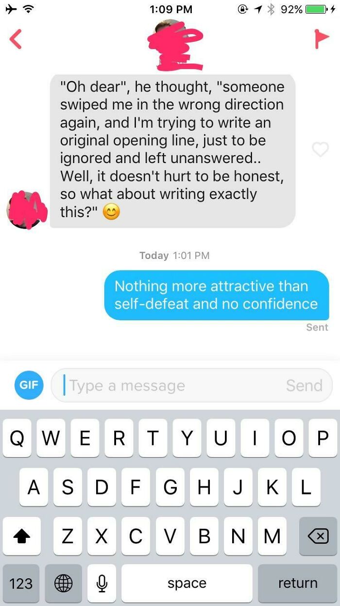 Inner Monologue As Tinder Opener