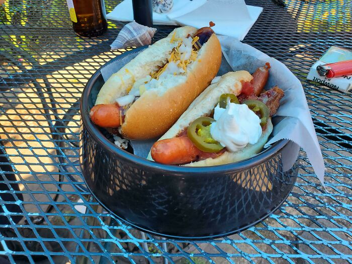 Hot Dogs In A Dog Bowl