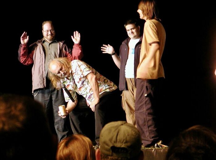Comedian Gallagher Saw Me Signing To My Deaf Son In Front Of The Stage At His Show In Alaska And Assumed I Was An Interpreter For Him. I Signed The Whole Show On Stage (Me Far Left)