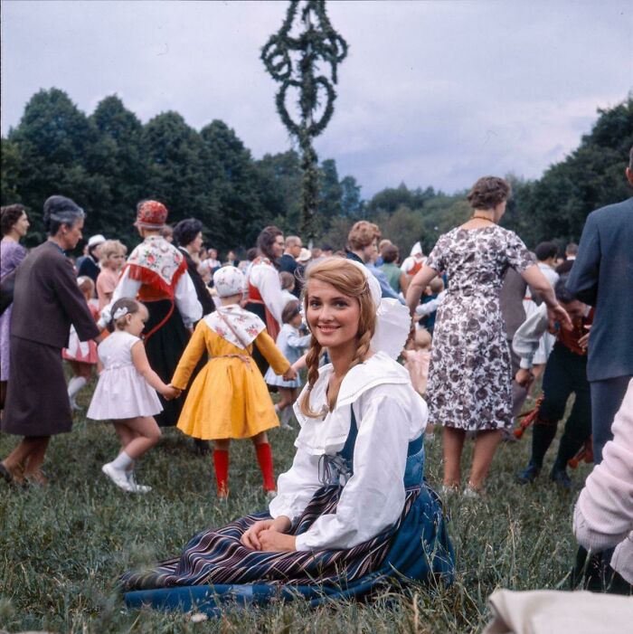 Midsummer Celebration At Skansen, Stockholm In The 1970s. Glad Midsommar!