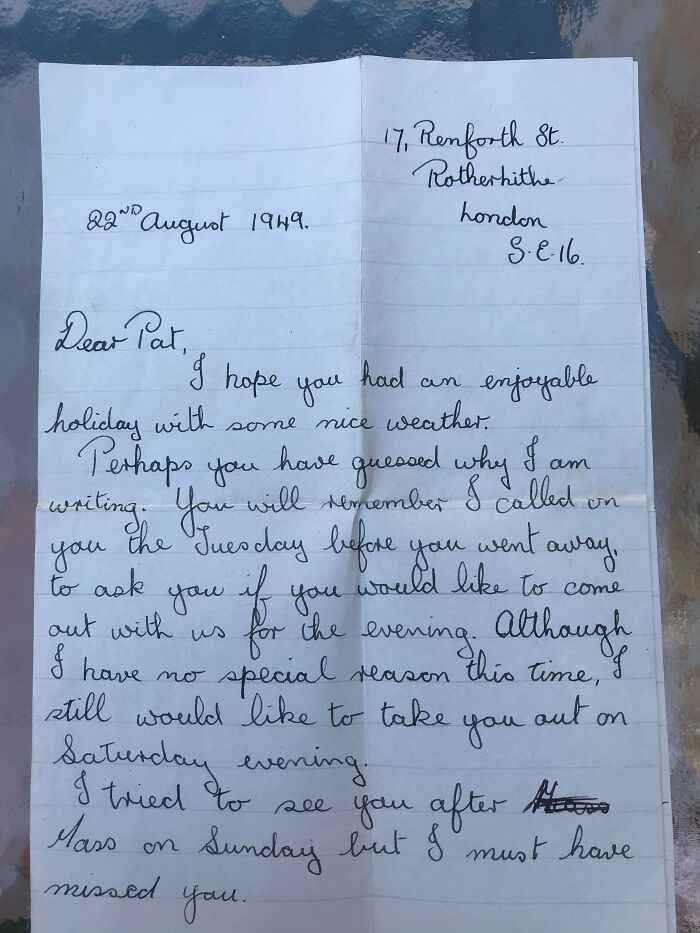 Letter From My Grandfather To My Nan, Asking Her Out In 1941. Strange To Think That Without This Letter My Dad, Uncles, Aunt, Siblings, Cousin's, Nephew And I Might Not Have Existed