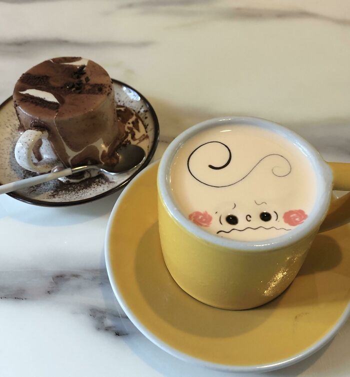 Güney Kore, Seul'deki Bir Kafeden Bu Latte Sanatı