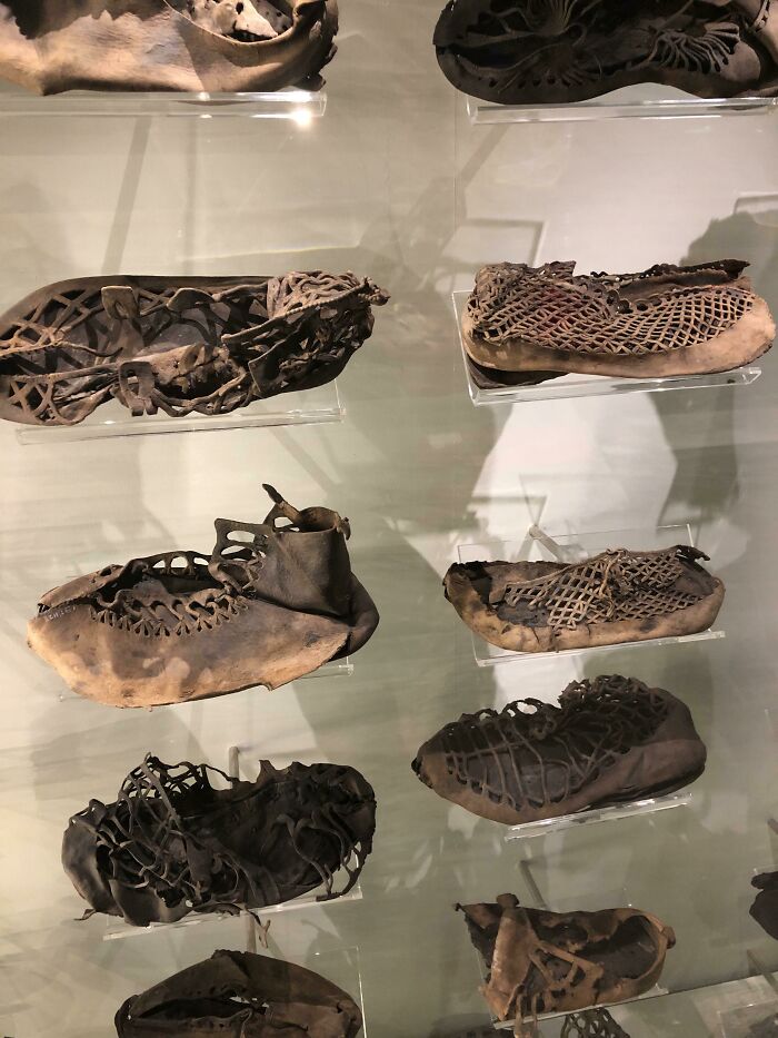1,800-Year-Old Roman Leather Sandals On Display At Vindolanda Fort In Northumberland, England