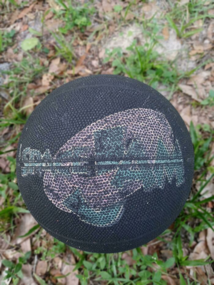 I Have An Old Basketball In My Backyard That Has The Space Jam Logo On It