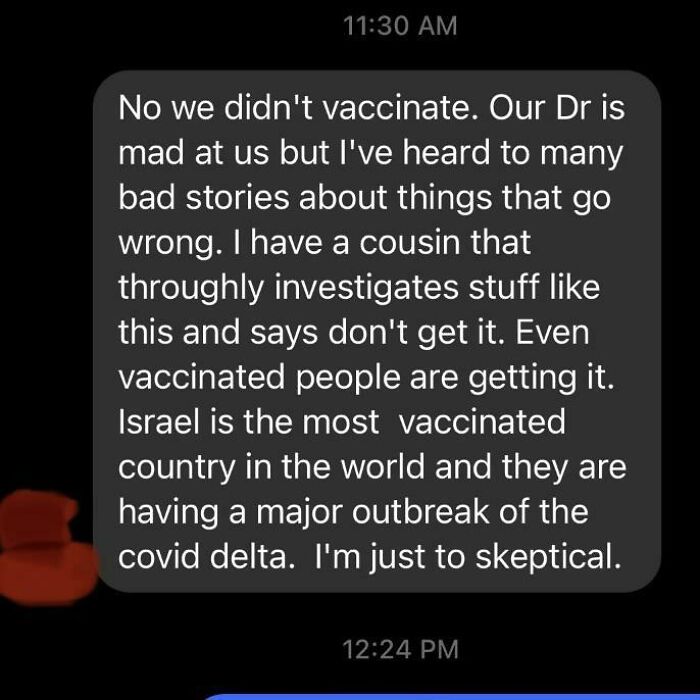 “Our Doctor Told Us To Vaccinate, But My Cousin Said It’s Bad News So We Didn’t.” This Person And Their Partner Are Both Hospitalized With Covid Now, By The Way