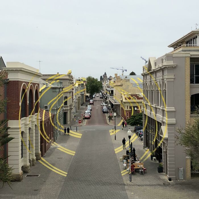 This Street Has An Optical Illusion Painted On A Bunch Of Buildings. Fremantle, Australia
