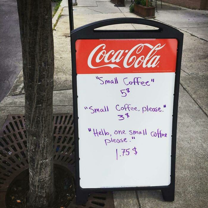Sign At A Local Coffee Shop