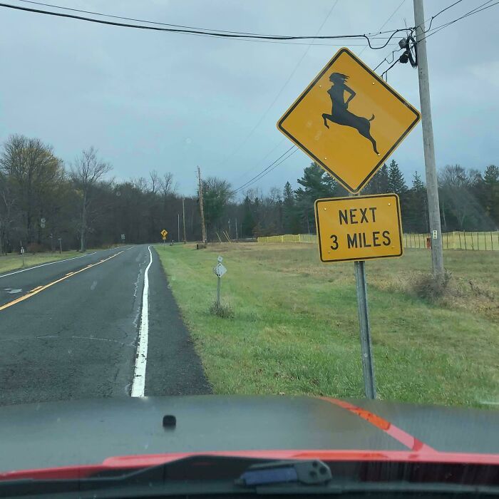 Someone Altered A Deer Crossing Sign In Upstate NY