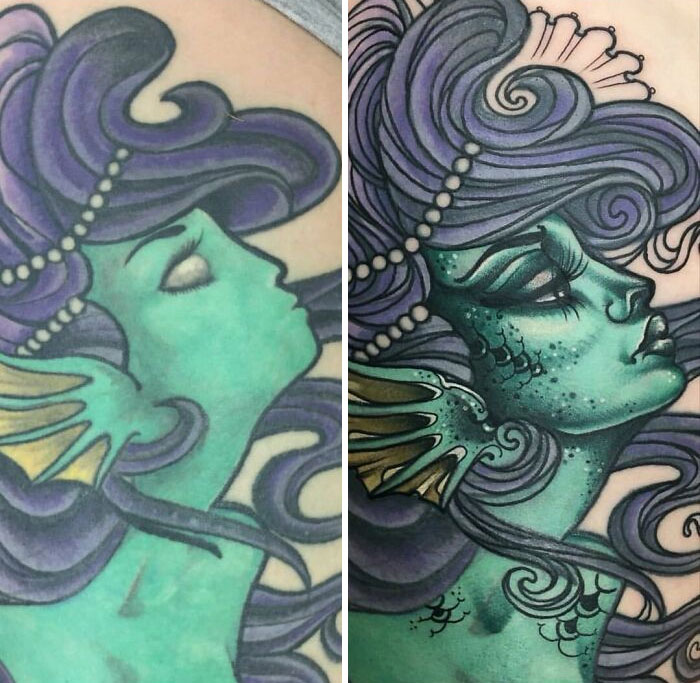 I Like Both The Before And After Of This Tattoo, But A Well Done Rework Nonetheless