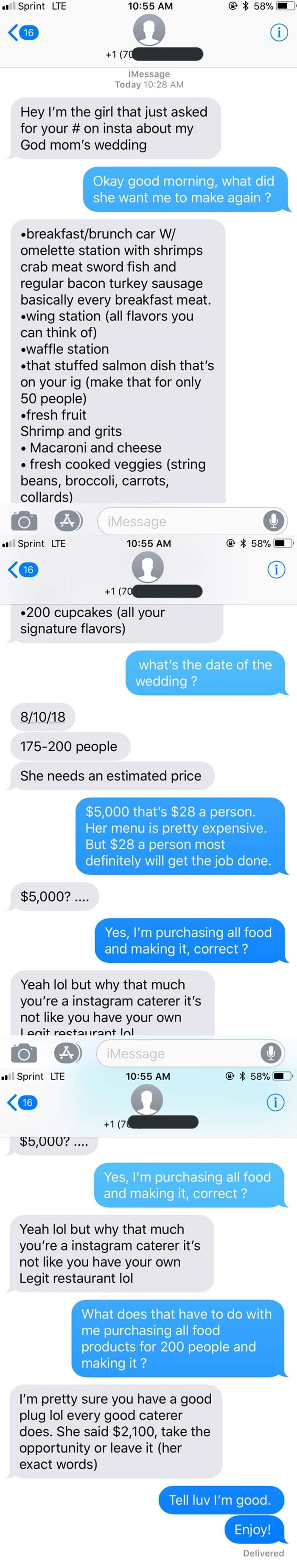 This Gem From 2018 | Severely Lowballing A Wedding Caterer