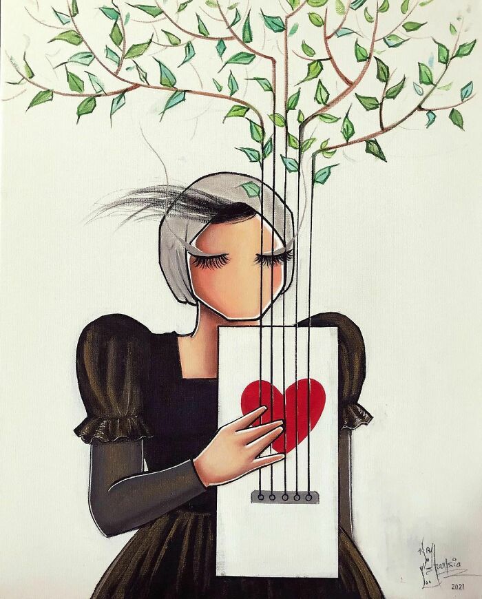 Happy International Women’s Day / روز جهاني زن مبارك
series: The Melody Of Heart
#women #womensday #heart #melody #guitar #words #feeling #tree #green #nature #painting #artwork #art #artistsoninstagram #artist #afghanartist #afghanwomen #acrylicpainting #canvas #music #2021 #artstudio #colors #red #هنر #هنرمند #نقاشي #زن #زندگي