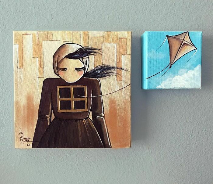 Series: Yesterday / ديروز
painting On Small Canvases
20x20 Cm
10x10 Cm
#yesterday #today #time #life #past #memories #sepia #immigration #blue #sky #clouds #freedom #my #heart #chest #kite #window #missing #home #world #2021
#artwork #artist #art #arte #artistsoninstagram #painting #pintura #afghanartist #acrylicpainting