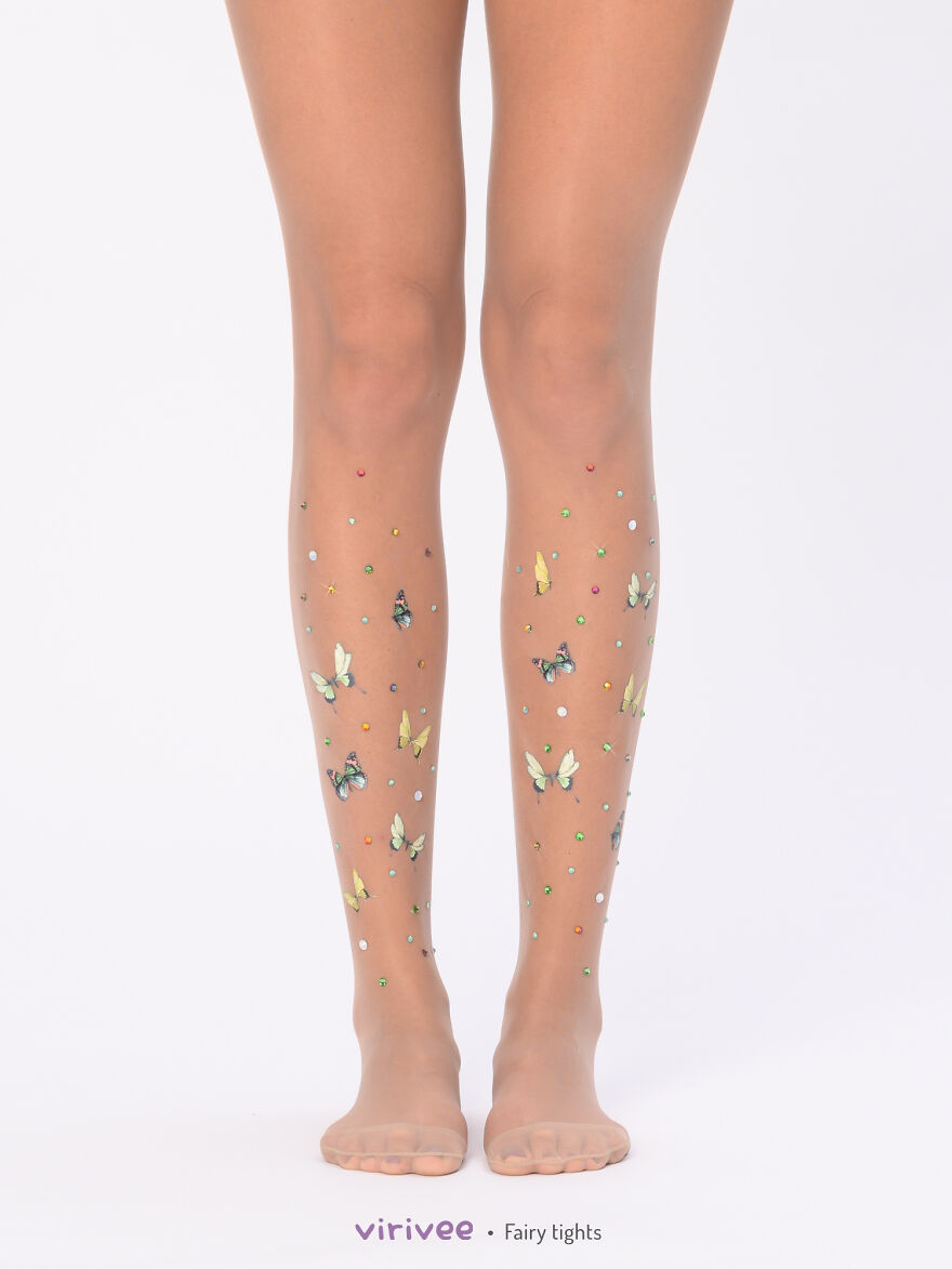 I Apply High-Quality Glass Rhinestones And Butterflies To These Fairy Tights